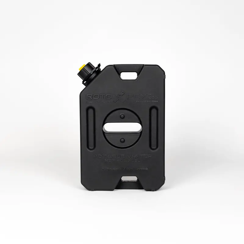 1-Gallon Black Water Can – Compact and Stackable RotoPaX Format