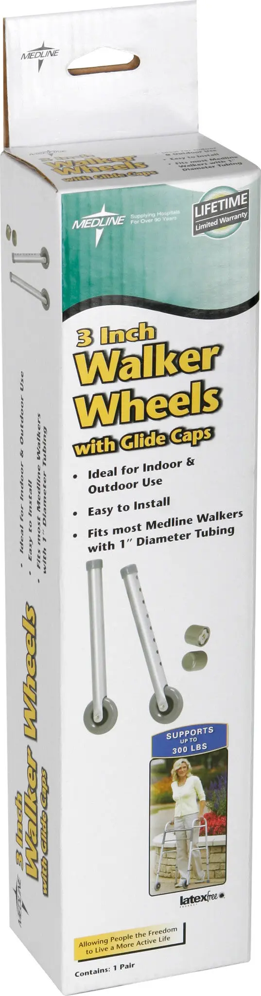 3-Inch Replacement Casters for Walkers – Set of 2