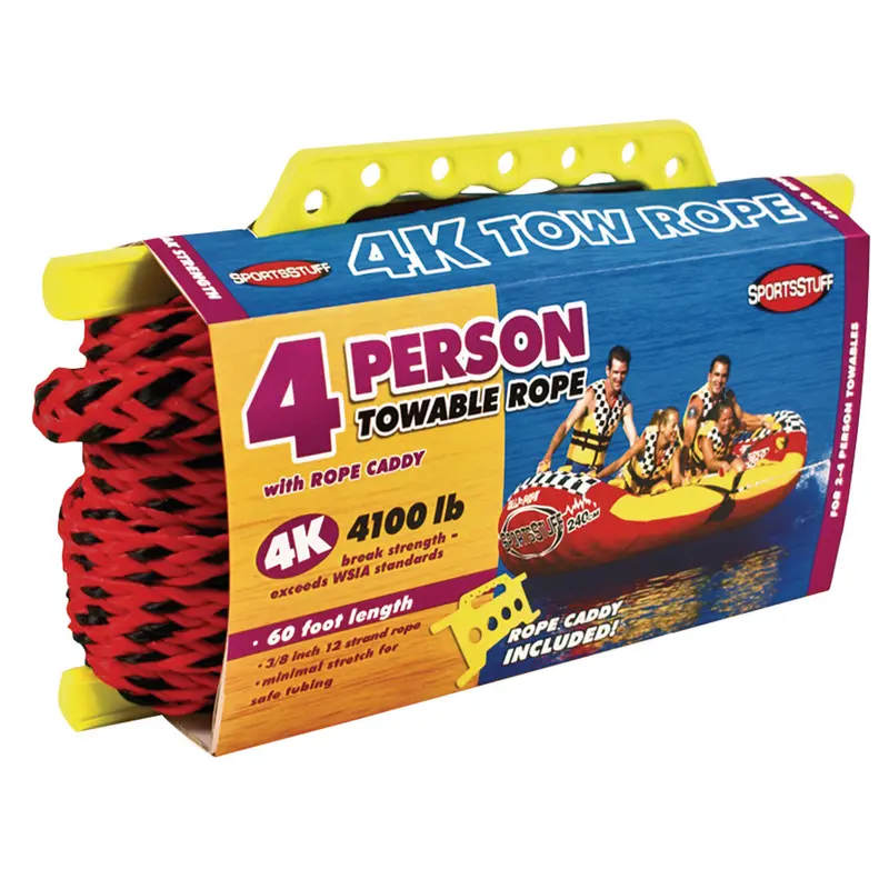 4K Tow Rope – Heavy-Duty 60-Foot Line Rated for Up to 4 Riders