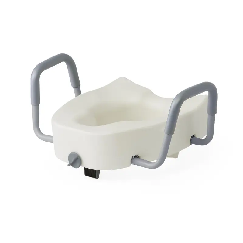 5-Inch Raised Toilet Seat with Armrests and Locking Mechanism