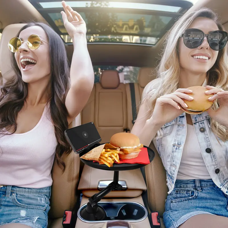 Adjustable Cup Holder Car Mount with Expandable Phone Tray