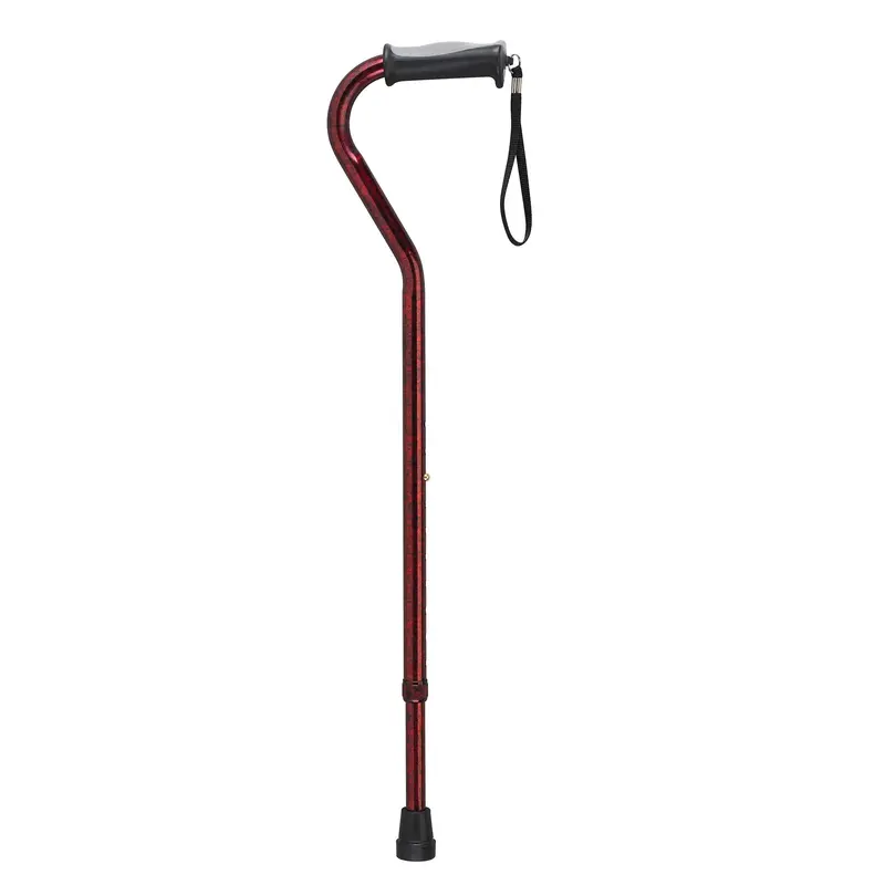 Adjustable Offset Handle Cane – Red Crackle Finish with Gel Grip