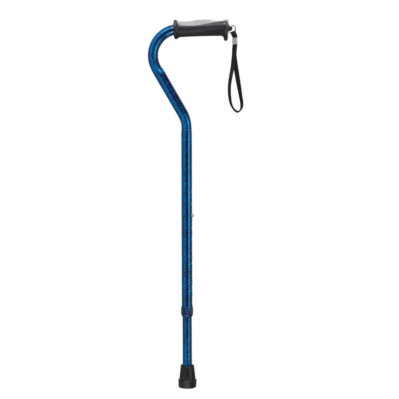 Adjustable Offset-Handle Cane with Blue Crackle Gel Grip