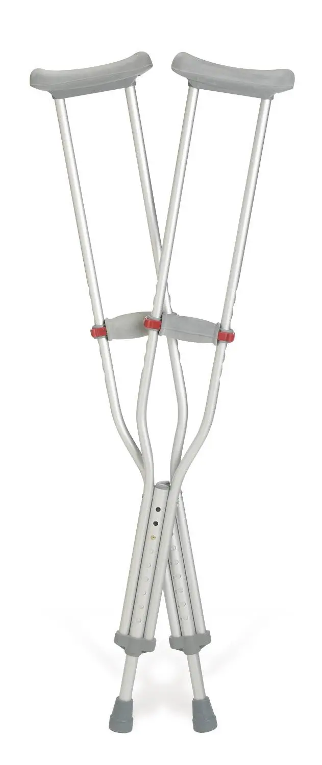 Adult Aluminum Crutches with Ergonomic Red Dot Hand Grips – Pair