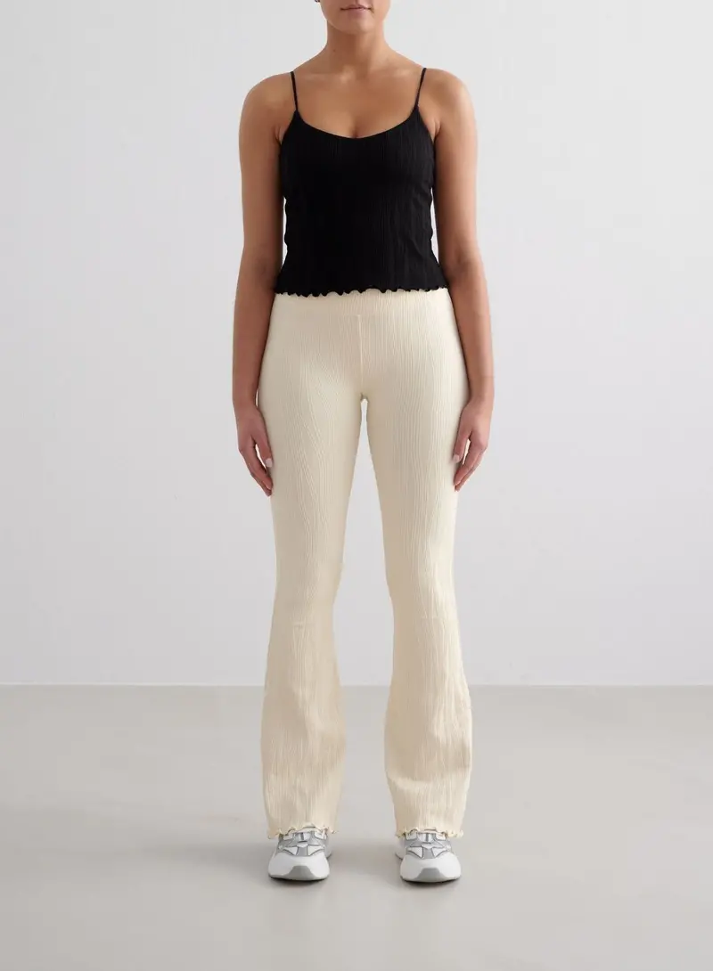 Almond White Tulip-Inspired Flared Tights