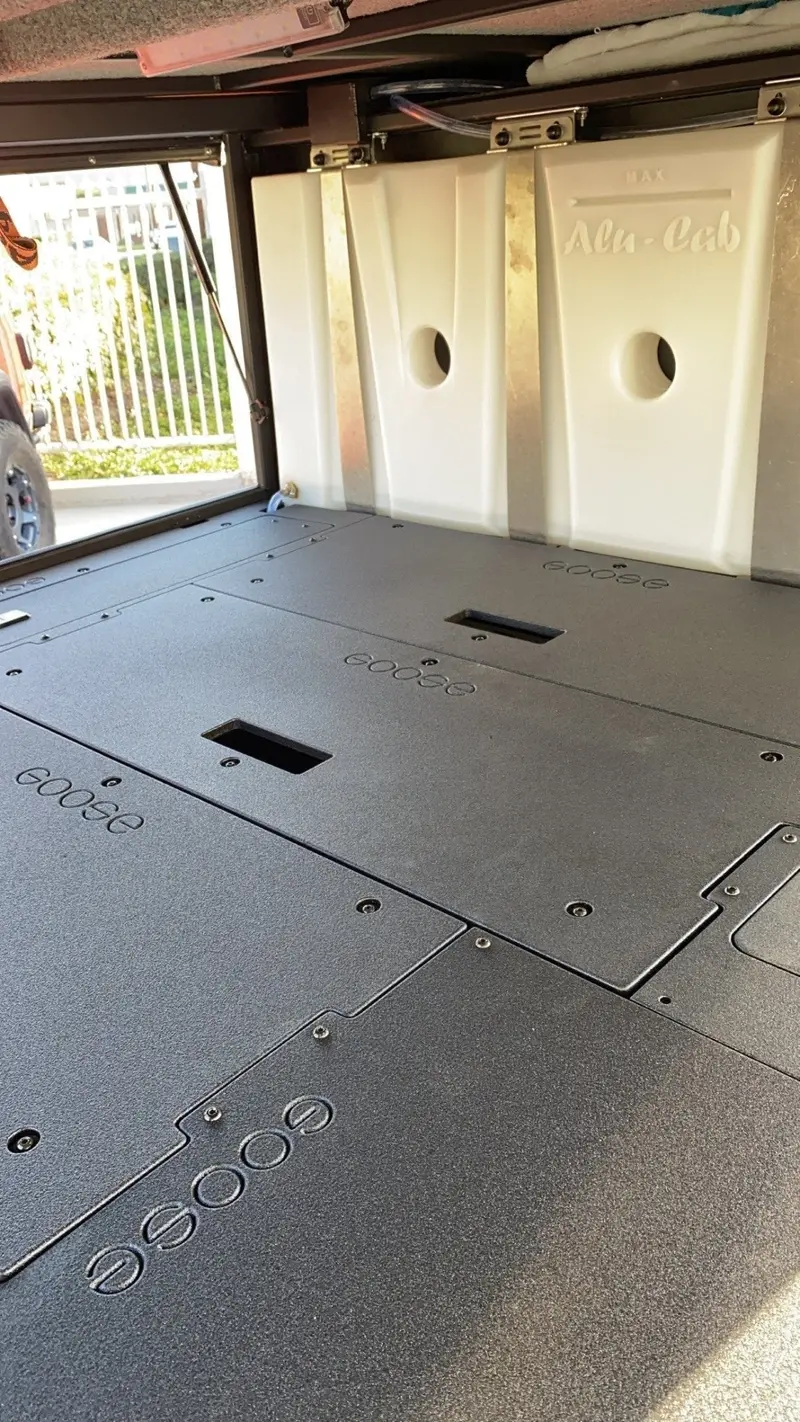 Alu-Cab Canopy Camper: Toyota Tacoma (2005–Present) – Sleep Deck Panel with Interconnecting Double Drawer & Power Management Modules