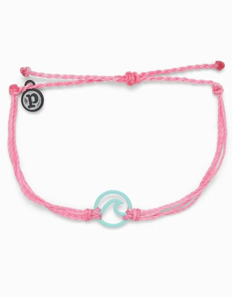 Aqua Enamel Wave Charm Bracelet – Light Pink Accents