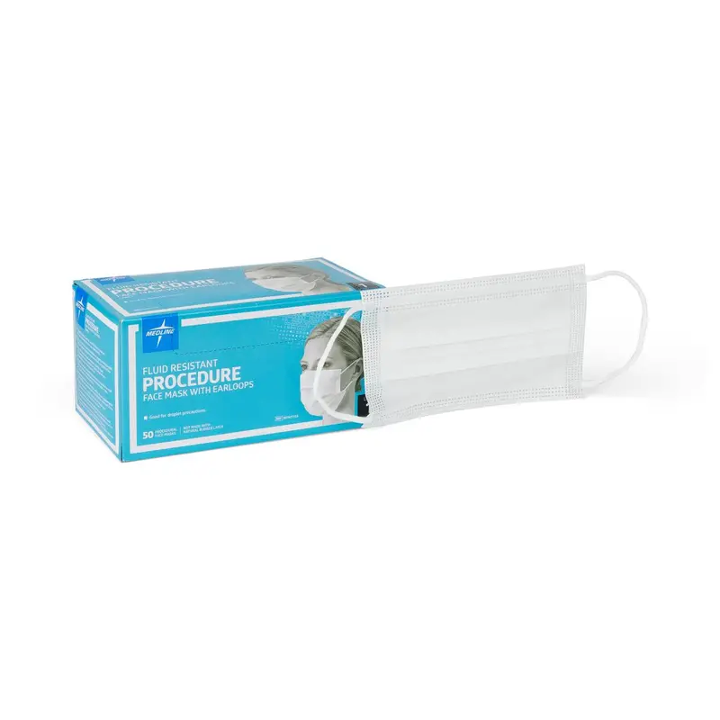 ASTM Level 1 Procedure Face Mask with Soft Ear Loops – White, Box of 50