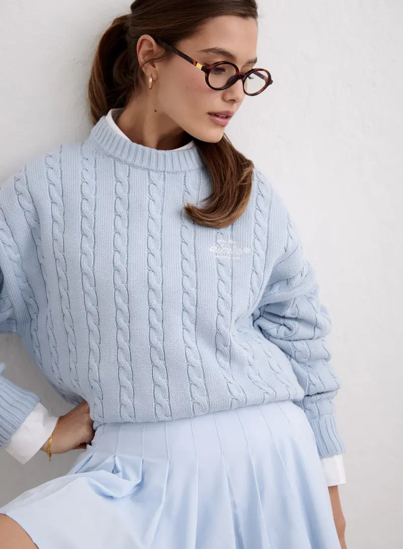 Aura Club Cable-Knit Sweater – Textured Wool-Blend Pullover