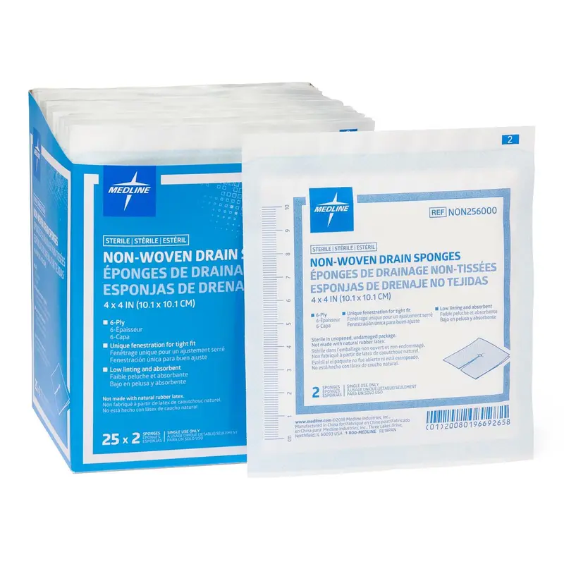 Avant Sterile 4″ × 4″ Drain Sponge Gauze – 50-Count Box