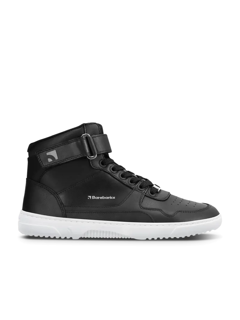 Barebarics Zing High-Top Barefoot Sneakers – Black & White Leather