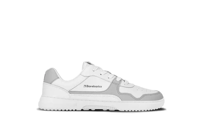 Barebarics Zing Leather Barefoot Sneakers in White and Light Grey