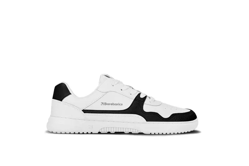 Barebarics Zing Premium Leather Barefoot Sneakers in White and Black