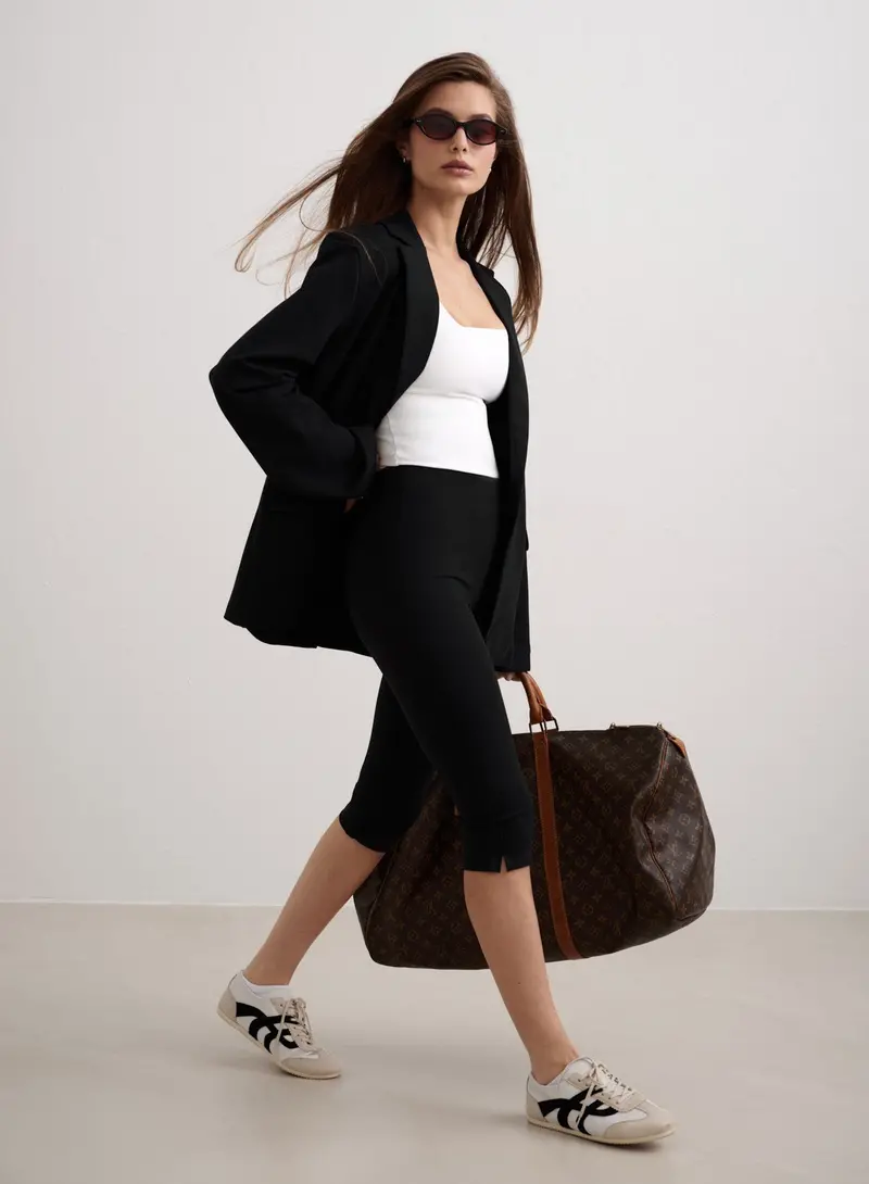 Black High-Waisted Luxe Capri Pants for Women