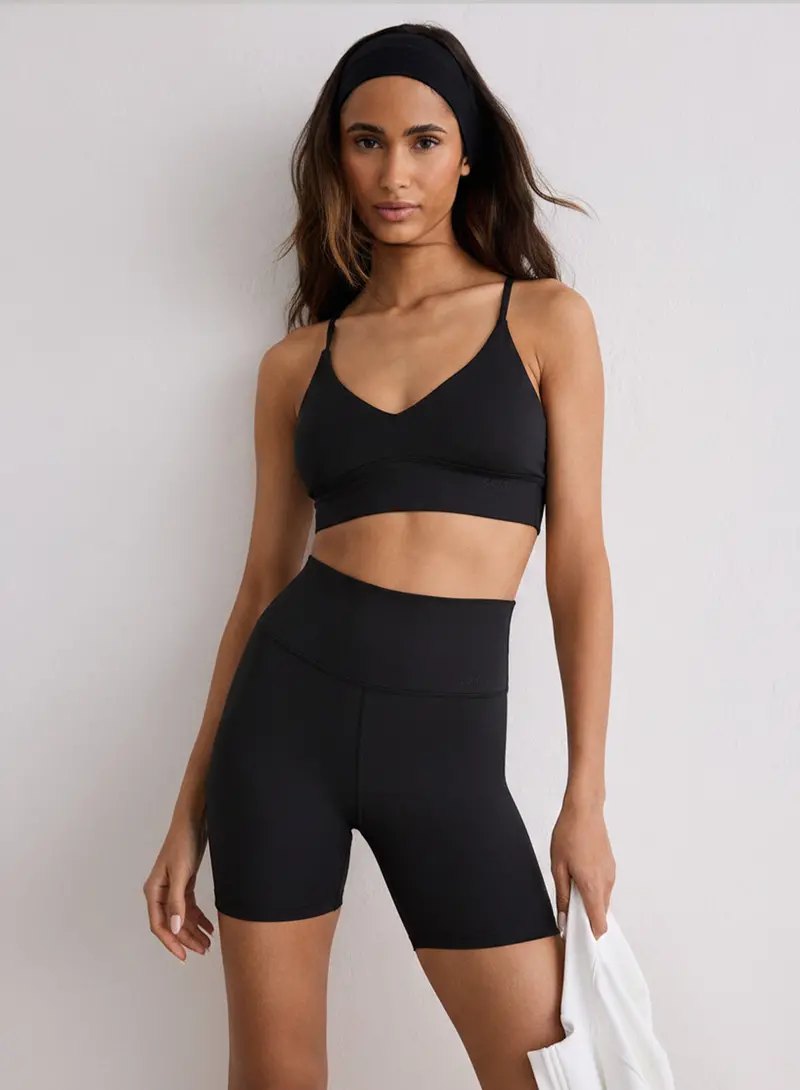 Black High-Waisted Midi Biker Shorts
