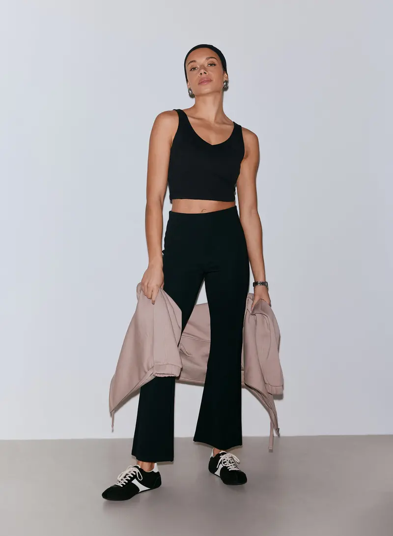 Black Luxe Kick-Flare Leggings