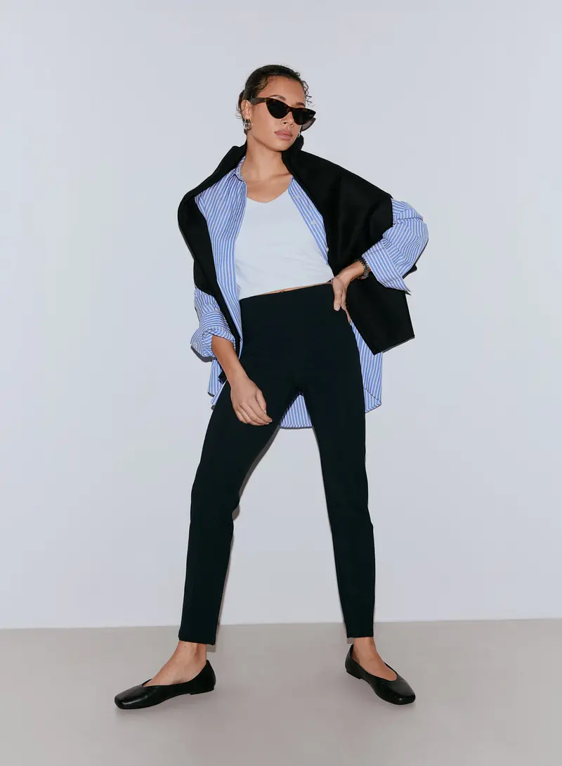 Black Luxe Pintuck Detail Pants