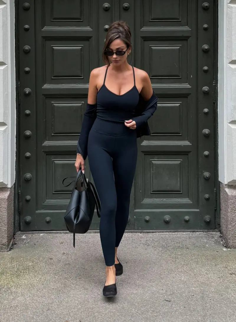 Black Performance Ribbed Bralette and Matching Bottoms Set