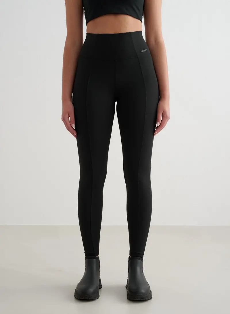 Black Pintuck-Textured Thermal Tights