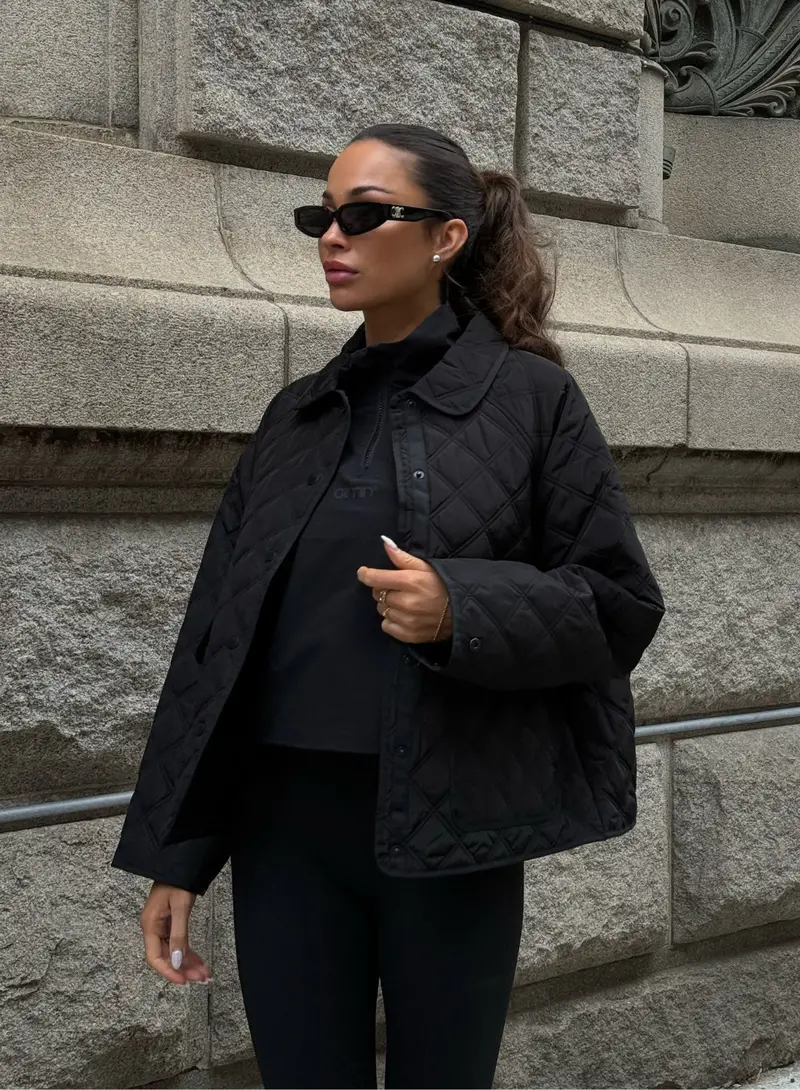 Black Quilted Feminine-Fit Lightweight Jacket