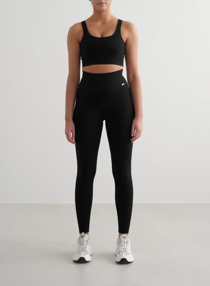Black Seamless Ribbed Leggings