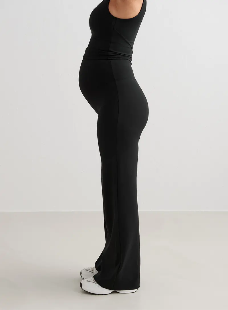 Black Sense Maternity Petite Wide-Leg Pants