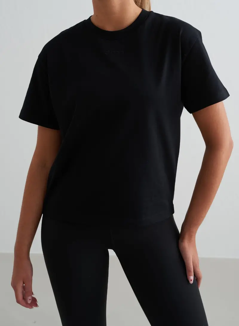 Black Structured Box-Cut T-Shirt