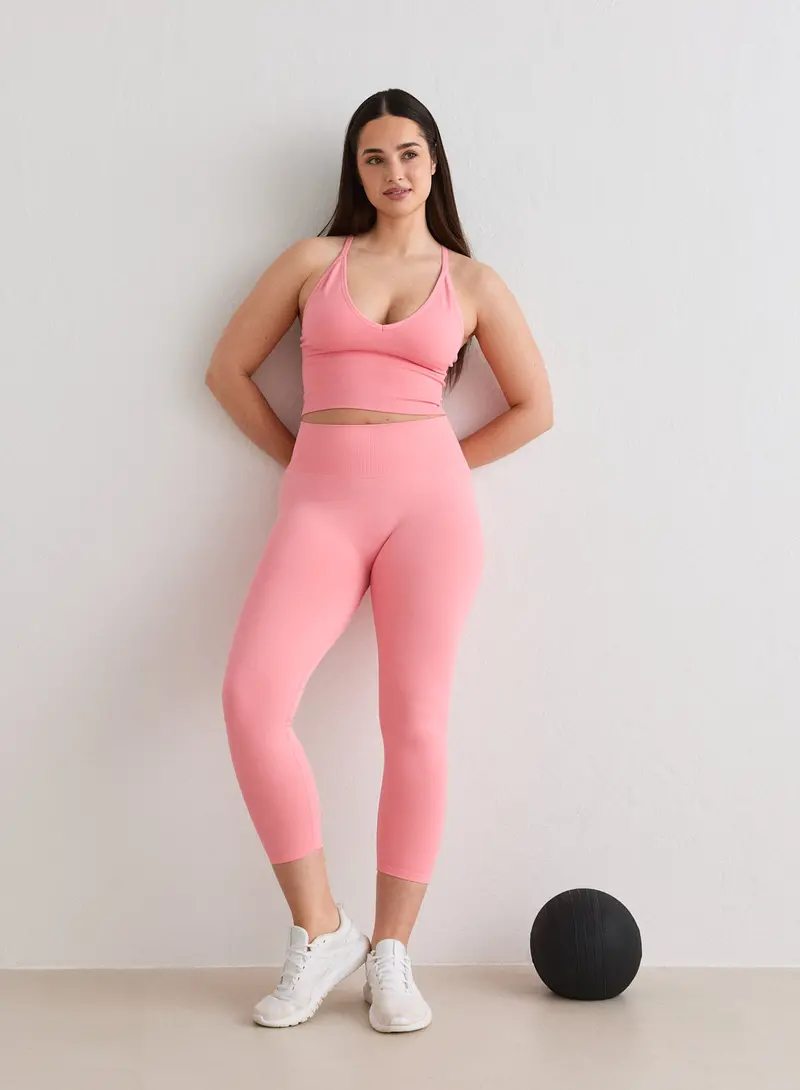 Blush Seamless 7/8 High-Waisted Leggings for Low-Impact Training