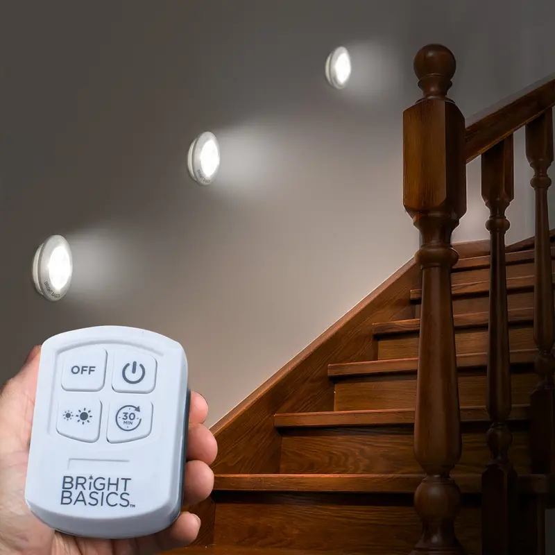 Bright Basics Slim Wireless LED Puck Lights (3-Pack) with Remote