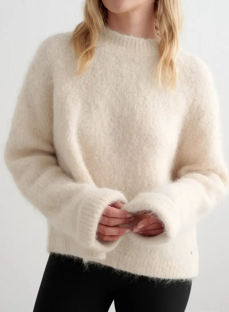 Café Au Lait Alpaca-Blend Knit Sweater