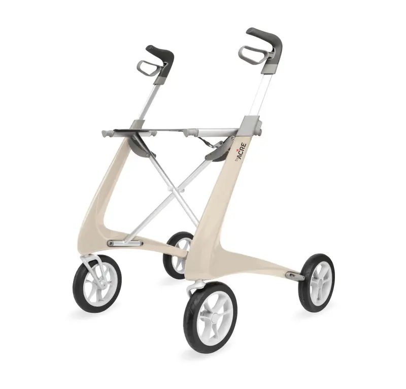 Carbon Fiber Rollator with Padded Seat – White Ultralight Model
