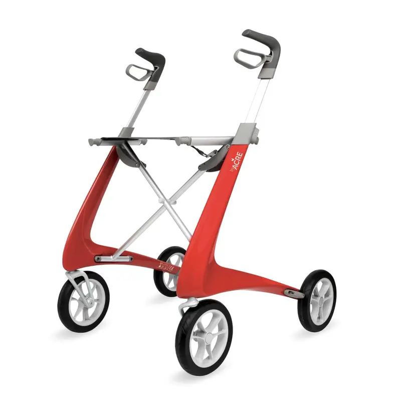 Carbon Fiber Ultralight Rollator – Comfort Seat, Red