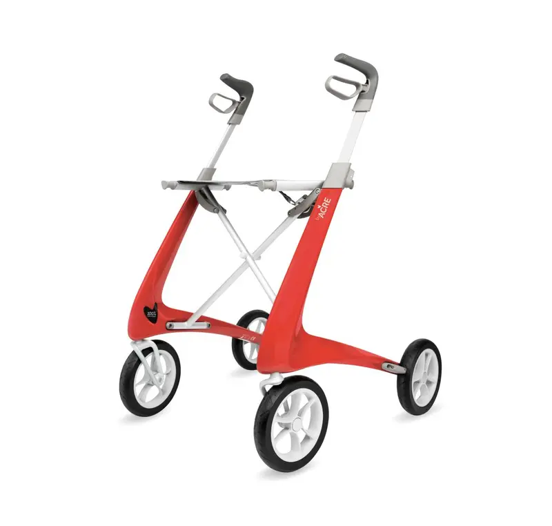 Carbon Fiber Ultralight Rollator – Standard Seat, Red