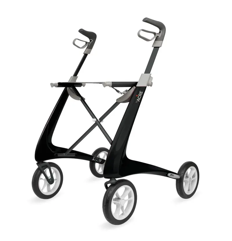 Carbon-Fiber Ultralight Rollator with Padded Seat – Black Finish