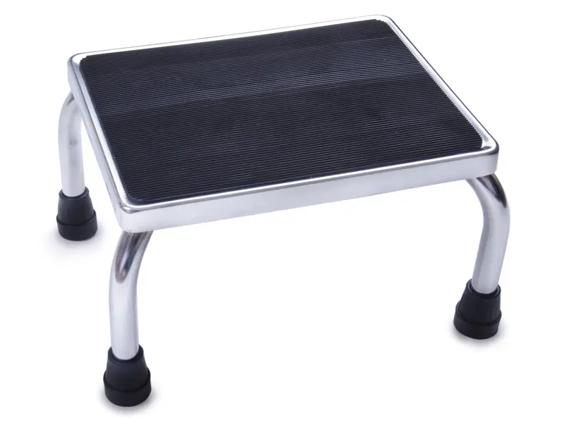Chrome Footstool with Non-Slip Rubber Mat – Ergonomic Support Seat (1 Unit)