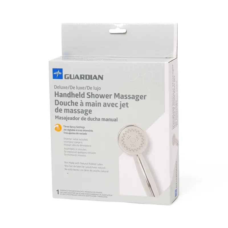 Chrome Handheld Showerhead with 3-Setting Massage Function – Deluxe Model