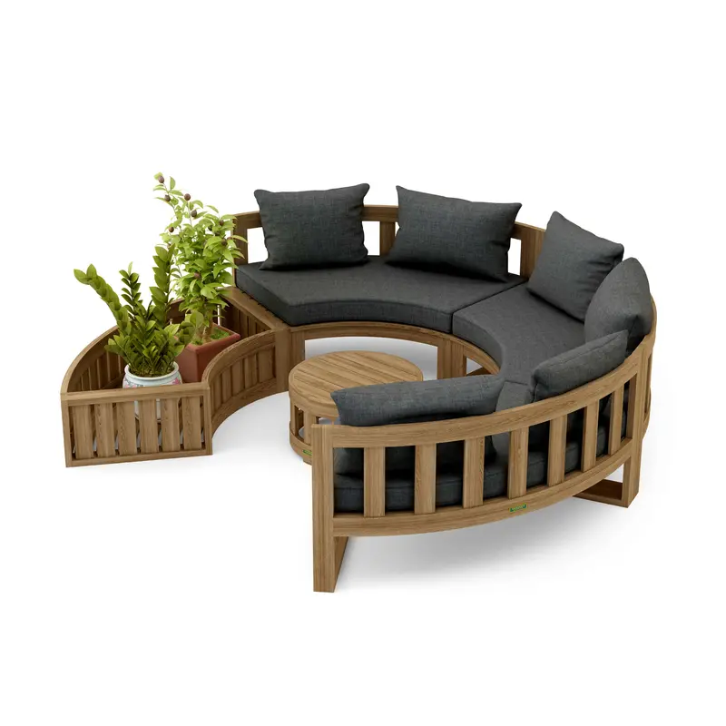 Circular Modular Seating Set – 5-Piece Round Outdoor Lounge System