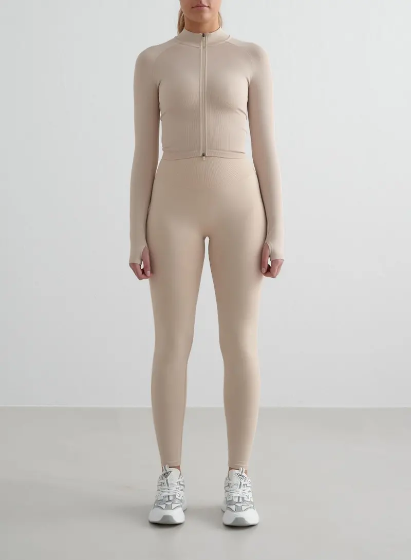 Clay Seamless Tights & Zip-Up Jacket Set