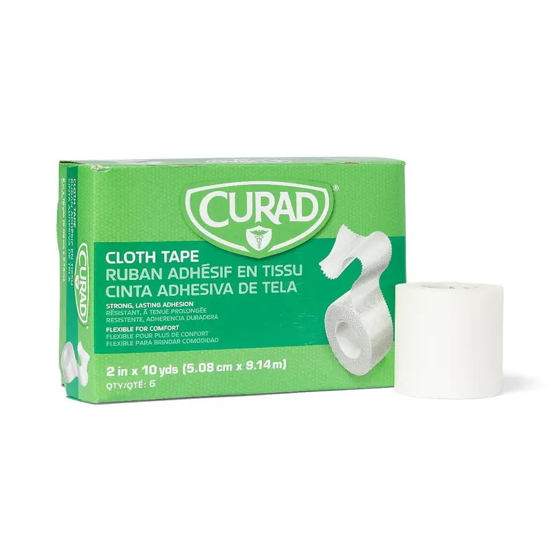 CURAD Cloth/Silk Medical Tape – 2″ × 10 Yards, 6-Roll Box
