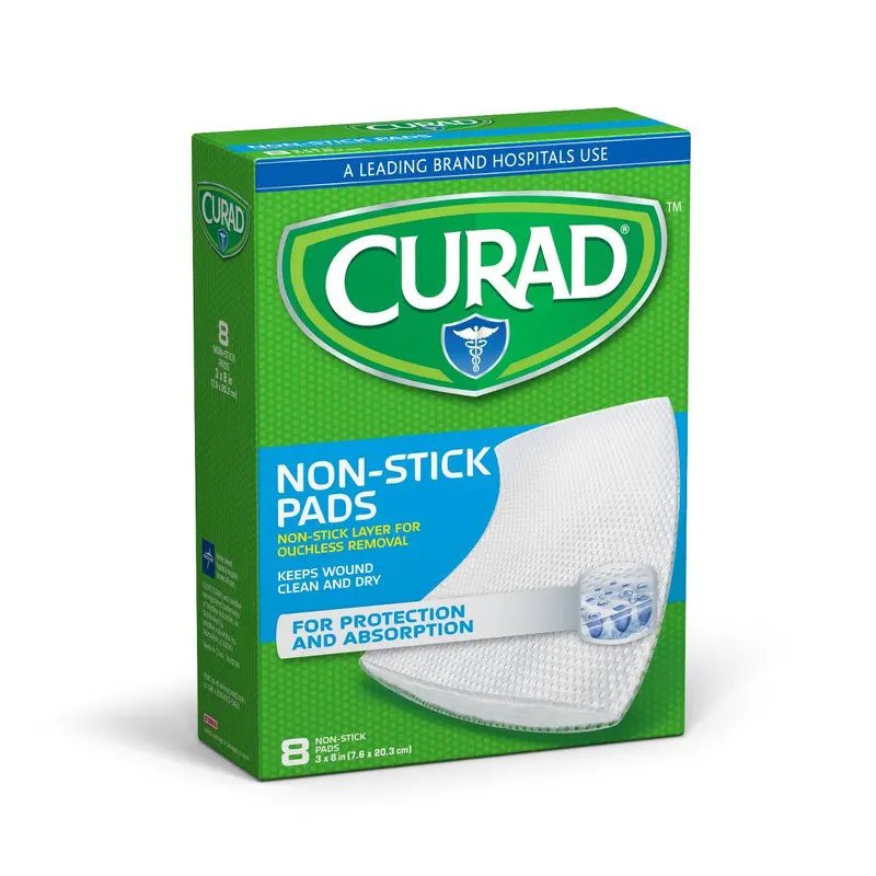 CURAD Sterile Nonstick Wound Pads – 8″ x 3″, 12-Unit Case