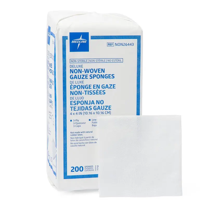 Deluxe Nonsterile 3-Ply Nonwoven Gauze Sponges – 4″ x 4″ – Case of 2000