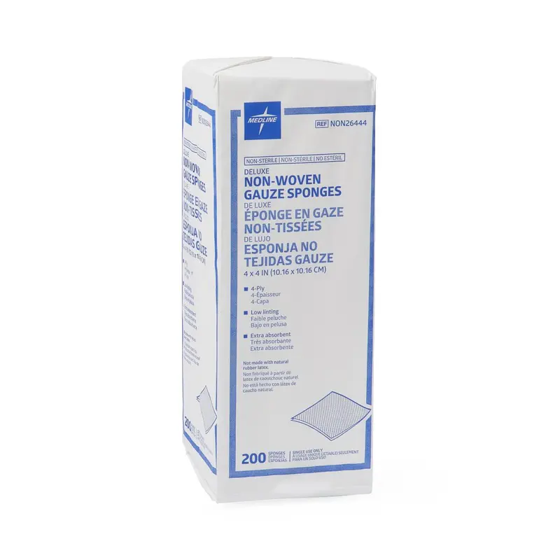 Deluxe Nonsterile 4-Ply Nonwoven Gauze Sponges – 4″ x 4″ – Case of 2000