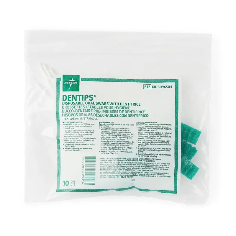 DenTips Antimicrobial Green Oral Swabs – 10-Unit Pack