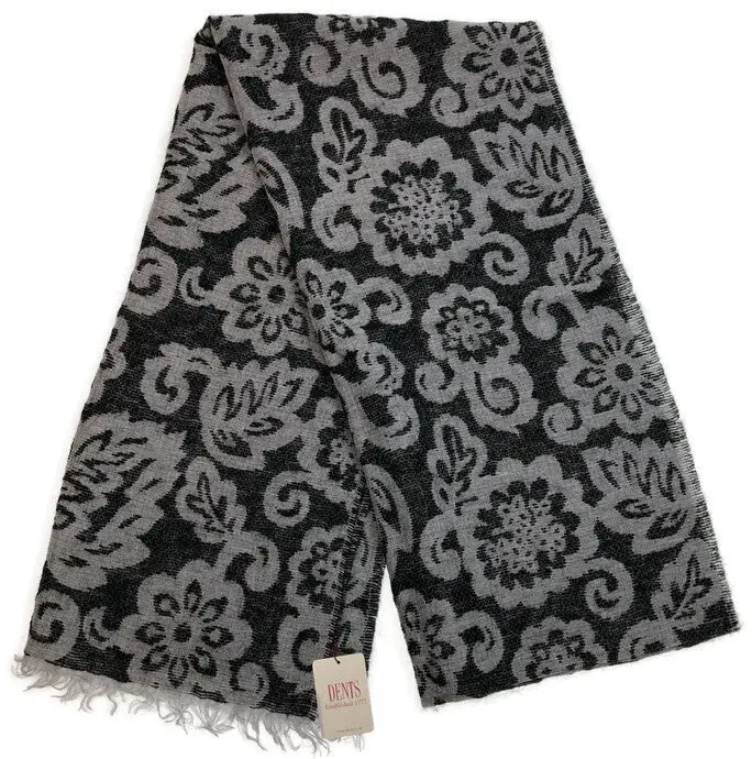 Dents Oversized Pashmina-Style Scarf – Floral Wool Blend, Winter Warmth