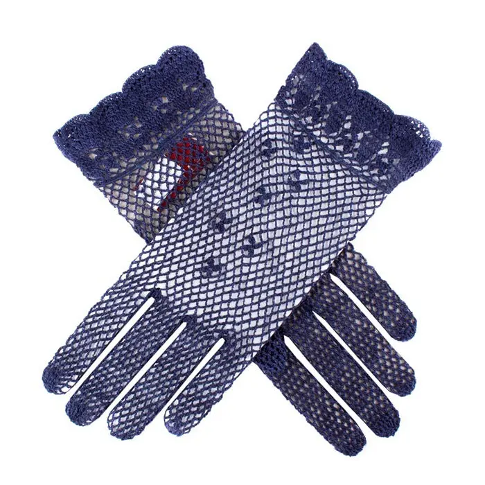 Dents Women’s Hand-Crocheted Gloves – Navy Artisan Crafted Style