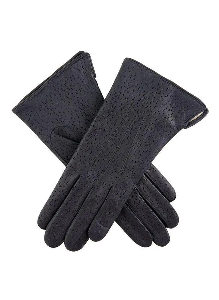 Dents Women’s Imipec Leather Gloves – Navy-Toned Elegant Winter Wear