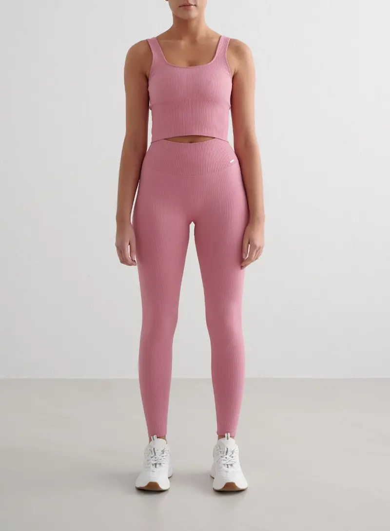 Desert Rose Ribbed Seamless Full-Length Leggings