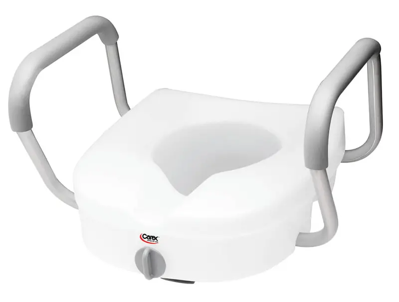 E-Z Lock Raised Toilet Seat with Adjustable Armrests – Enhanced Stability