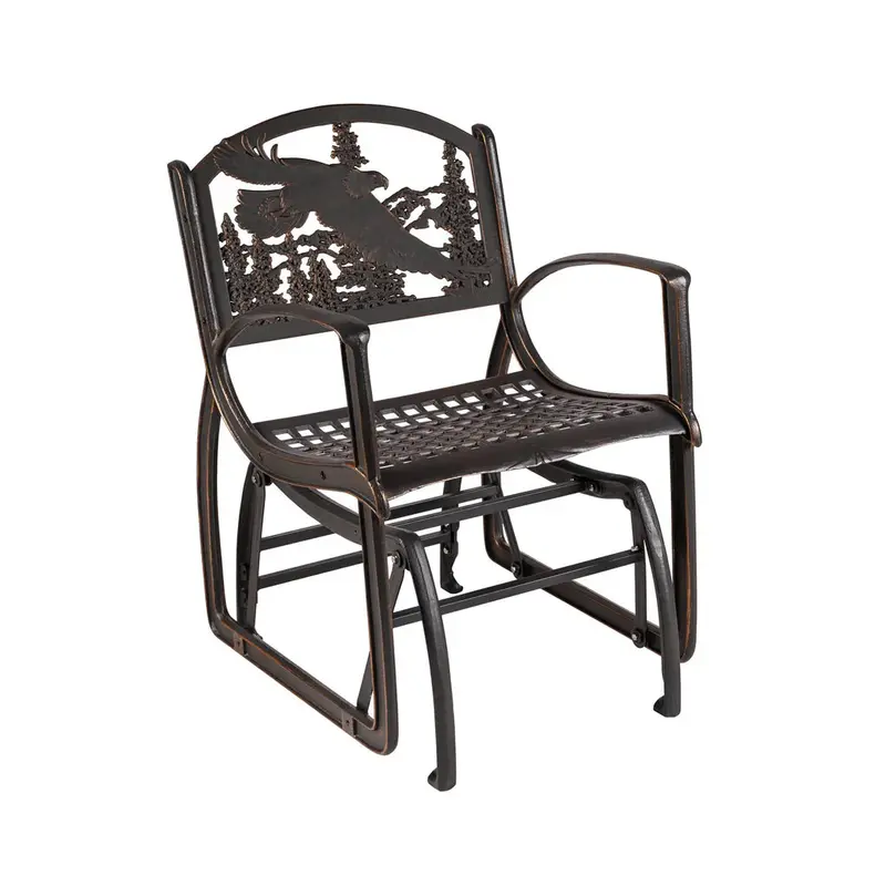 Eagle-Carved Outdoor Glider Chair