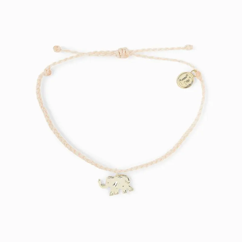 Elephant Symbol Bracelet – Vanilla Beige & Gold Tone